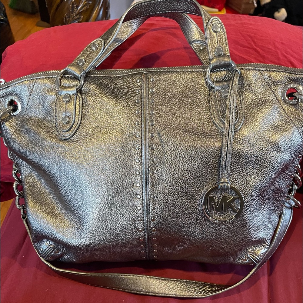 Michael Kors Metallic Silver Leather Tote